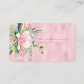 ピンクのマグノリアの花がプリントされたピンクのホイルくじ エンクロージャーカード (裏面)