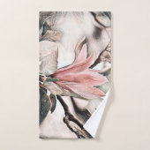 ピンクのマグノリアの花枝のスケッチtowe バスタオルセット (ハンドタオル)