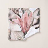 ピンクのマグノリアの花枝のスケッチtowe バスタオルセット (ウォッシュタオル)