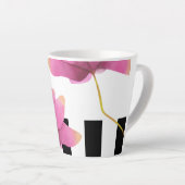 ピンクのマグノリアの花 カフェラテマグ (右アングル)