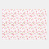 ピンクのマグノリアの花 春のブライダルシャワー ラッピングペーパーシート (正面2)