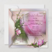 ピンクのマグノリアの蝶輝きのブライダルシャワー 招待状 (裏面)