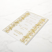 ピンクのマグノリアの誓いの更新 箔招待状 (回転した状態)