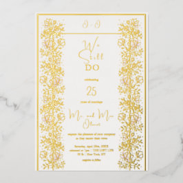 ピンクのマグノリアの誓い更新 25周年 箔招待状