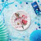 ピンクのマグノリアは紙皿7"咲きます ペーパープレート (パーティー)