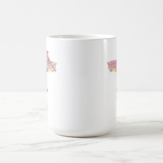 ピンクのマグノリアスとクリスチャンの十字架 コーヒーマグカップ (中央)