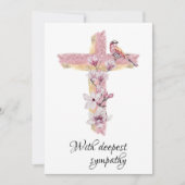 ピンクのマグノリアス悔やみや弔慰カードでクロス 招待状 (正面)