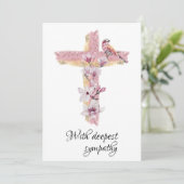 ピンクのマグノリアス悔やみや弔慰カードでクロス 招待状 (スタンド正面)