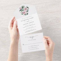 ピンクのマグノリアフラワーのエレガントな結婚式