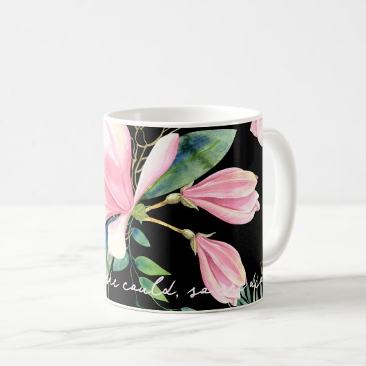 ピンクのマグノリア信じの花ができた コーヒーマグカップ (正面右)