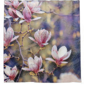 ピンクのマグノリア分岐水の色の紫の背景 シャワーカーテン (正面)