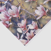 ピンクのマグノリア分岐水の色の紫の背景 薄葉紙 (詳細)