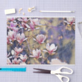 ピンクのマグノリア分岐水の色の紫の背景 薄葉紙 (クラフト)