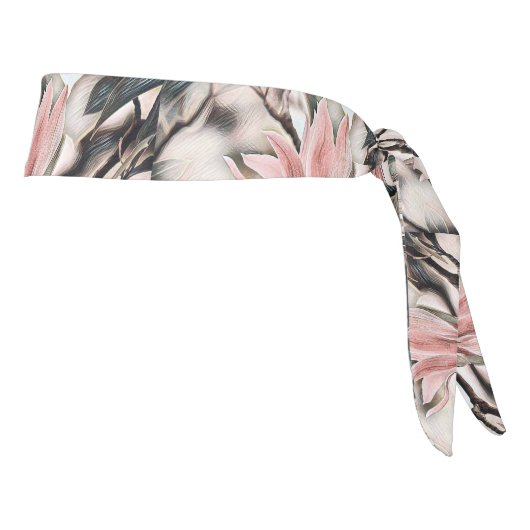 ピンクのマグノリア枝のスケッチ タイヘッドバンド (回転90)