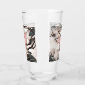 ピンクのマグノリア枝のスケッチ タンブラーグラス (左)