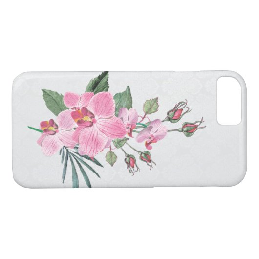 ピンクのマグノリア水の色のブーケオンダマスク Case-Mate iPhoneケース (裏面(横))