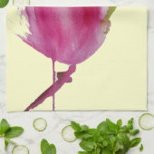 ピンクのマグノリア水彩花アート キッチンタオル (折り畳み)