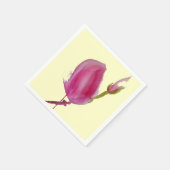 ピンクのマグノリア水彩花アート スタンダードカクテルナプキン (角)