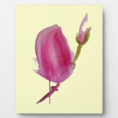 ピンクのマグノリア水彩花アート フォトプラーク (正面)
