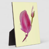 ピンクのマグノリア水彩花アート フォトプラーク (側面)