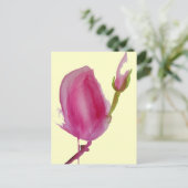 ピンクのマグノリア水彩花アート ポストカード (スタンド正面)