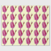 ピンクのマグノリア水彩花アート ラッピングペーパー (フラット)