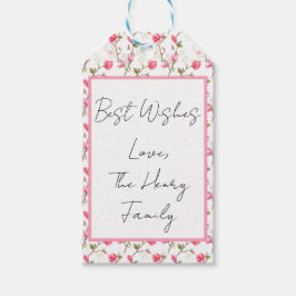 ピンクのマグノリア花の贈り物ラベル、パーソナライズ ギフトタグ