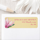 ピンクのマグノリア花 |ヴィンテージ紙 |モノグラム ラベル (インサイチュ)