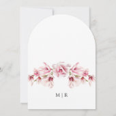 ピンクのマグノリア エレガント フラワーリング 招待状 (裏面)