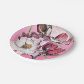 ピンクのマグノリア ペーパープレート (アングル)