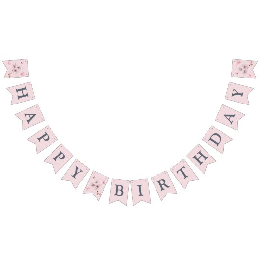 ピンクのマグノリア 初めての誕生日 バンティングフラッグ (全)