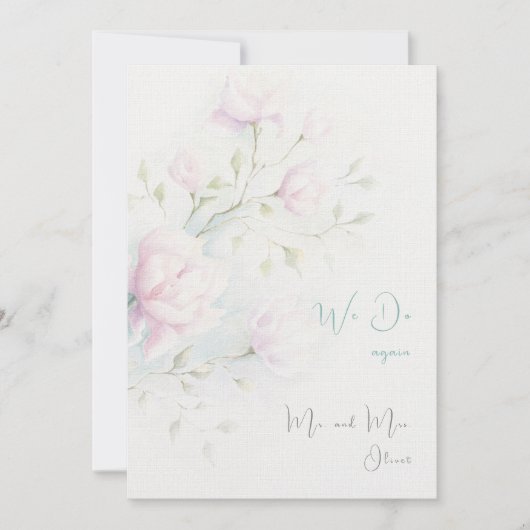 ピンクのマグノリア 誓いの更新 10年 招待状 (正面)