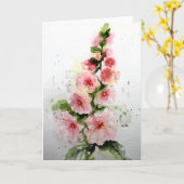 ピンクのマシュマロ - 内部は白紙のメッセージカード カード (黄色い花)