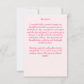 ピンクのマジェンタと桃の芍薬が優雅な結婚前のお披露目パーティー サンキューカード (裏面)