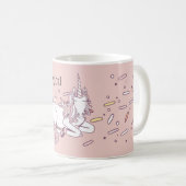 ピンクのマジカルユニコーンの紙吹雪 コーヒーマグカップ (正面右)