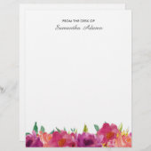 ピンクのマゼンタによっては水彩画のノートが開花します レターヘッド (正面/裏面)