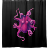 ピンクのマゼンタのタコ シャワーカーテン (正面)