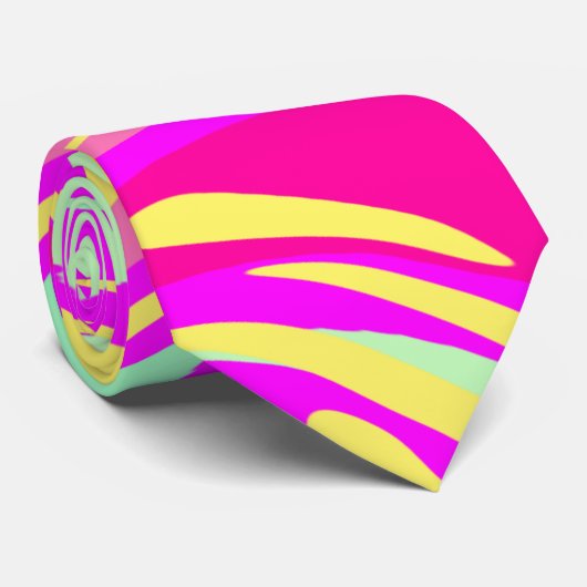 ピンクのマゼンタミントグリーンとイエローの渦巻き ネクタイ (ロール)