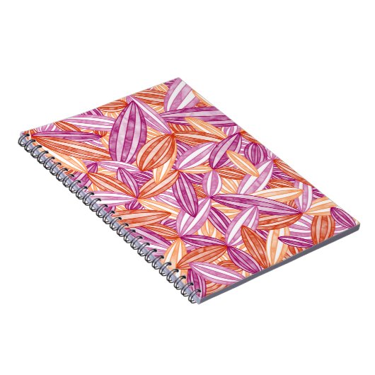 ピンクのマゼンタ赤オレンジ色の抽象芸術禅の花花びら ノートブック (右側)