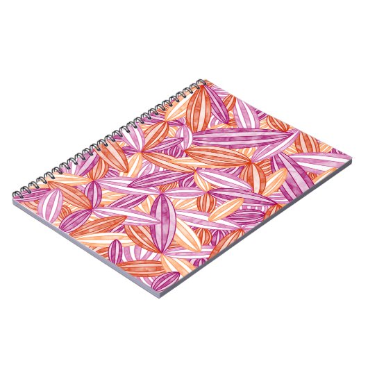 ピンクのマゼンタ赤オレンジ色の抽象芸術禅の花花びら ノートブック (左側)