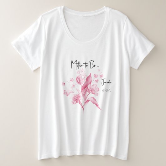 ピンクのマタニティベビーシャワー プラスサイズTシャツ (デザイン正面)