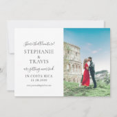 ピンクのマップ先の旅行テーマ写真 セーブザデート (裏面)