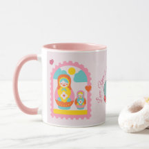 ピンクのマトリョーシカ かわいいロシアの入れ子人形