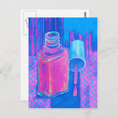 ピンクのマニキュアでかわいらしい ポストカード (正面/裏面)