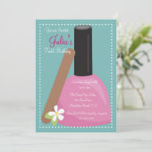 ピンクのマニキュアの誕生日の招待 招待状 (スタンド正面)