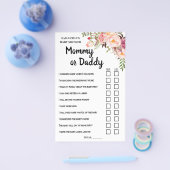 ピンクのママかパパ彼は彼女はバイリンガルゲームカードを言った チラシ (シングル)