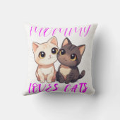 ピンクのママが愛する猫たちのかわいいタイポグラフィ クッション (裏面)