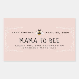 ピンクのママへビー赤ちゃんシャワー蜂蜜の好意ステッカー 長方形シール
