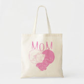 ピンクのママハート猫 トートバッグ (正面)