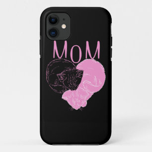 ピンクのママハート猫 iPhone 11 ケース